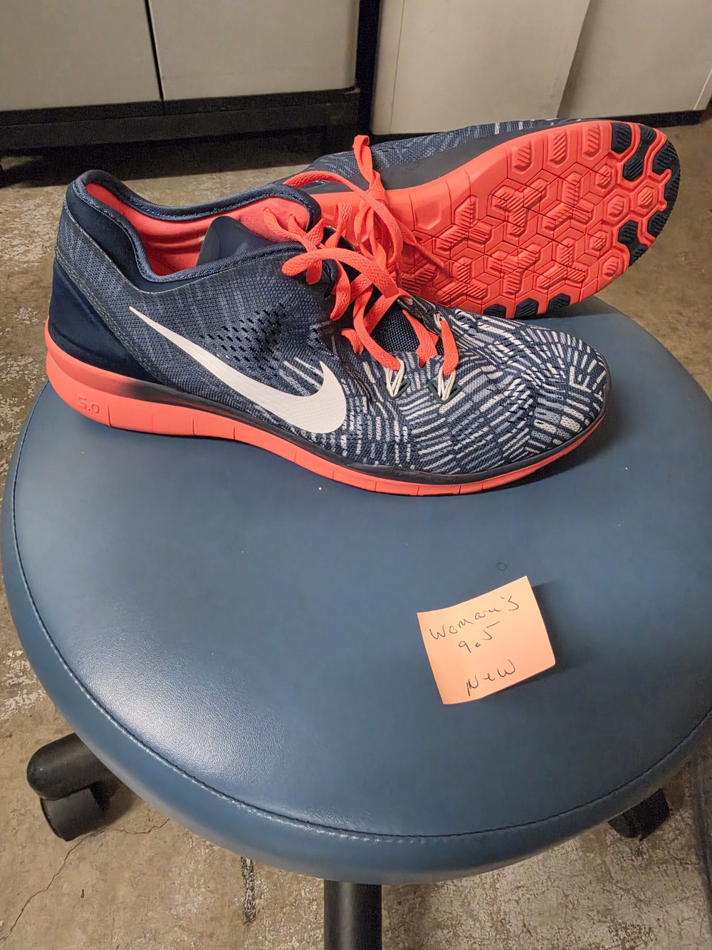 Nike Womans Navy and Bright Coral Athletic Sneakers